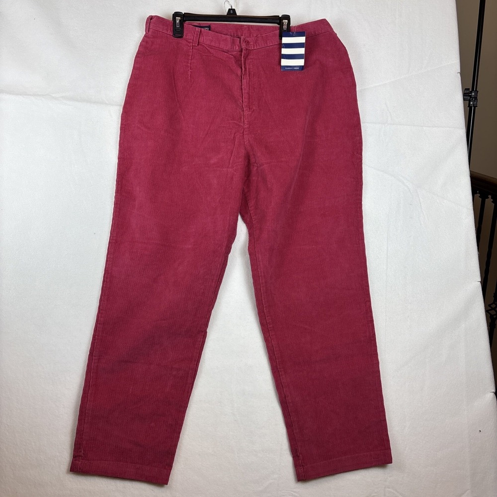 NWT LANDS' END Ladies Deep Pink Corduroy Corduroy Straight Leg Trousers Size 20